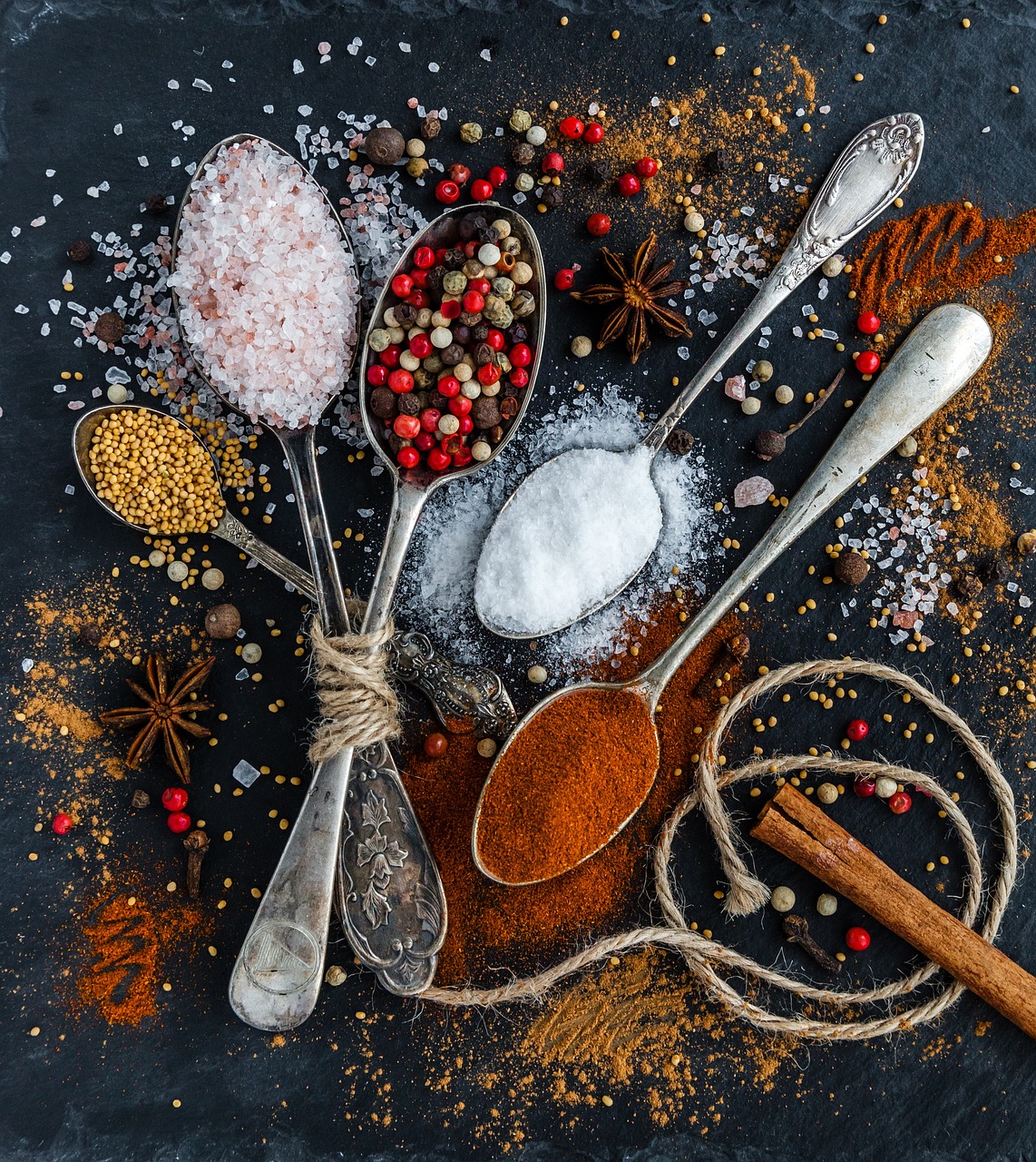 spices, spoons, salt, lock screen wallpaper, pepper, mobile wallpaper, ingredients, samsung wallpaper, condiments, beautiful wallpaper, flavoring, background, mobile wallpaper 4k, wallpaper, phone wallpaper, ipad wallpaper, iphone wallpaper