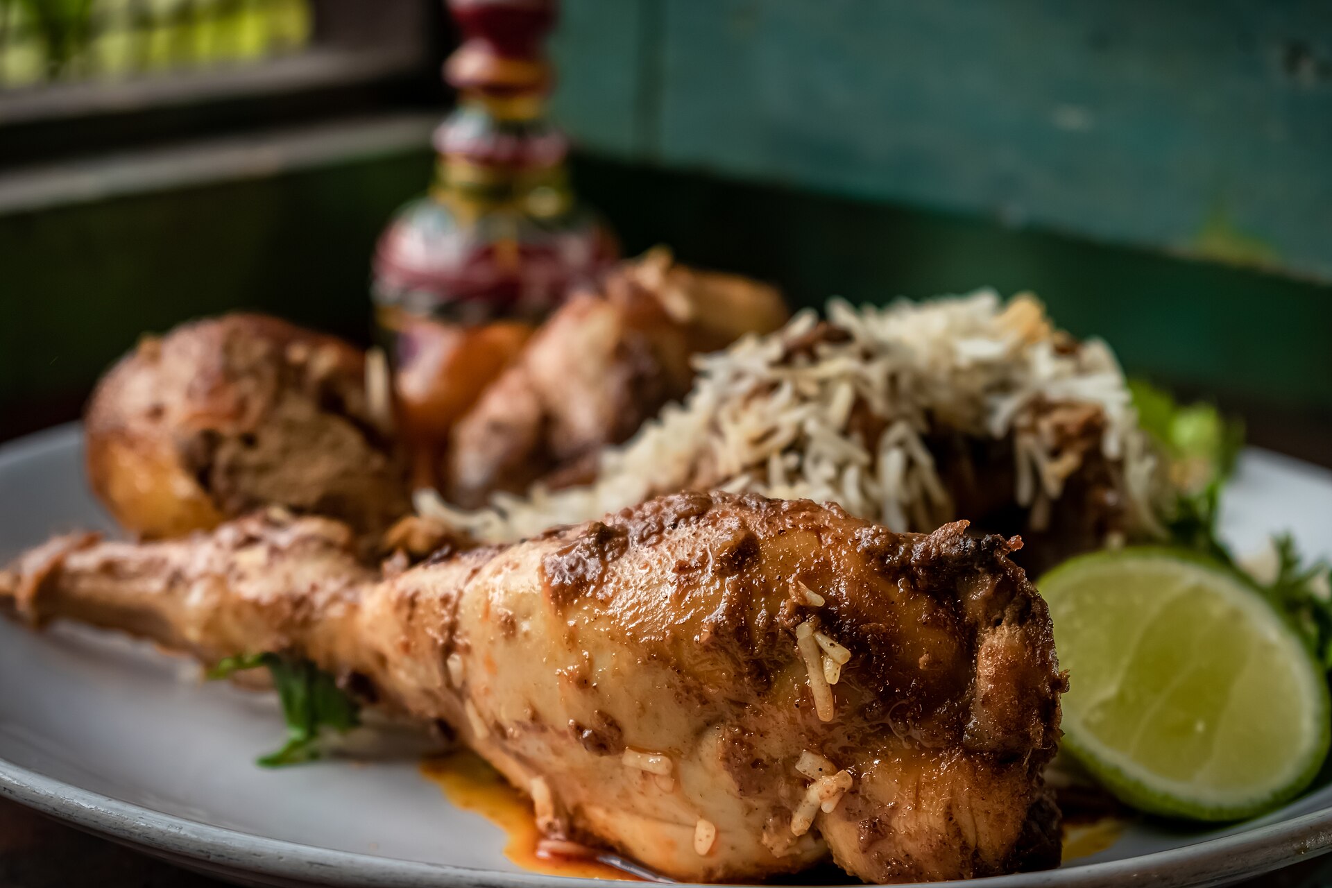 Bengali style chicken biryani served in Kolkata, West Bengal